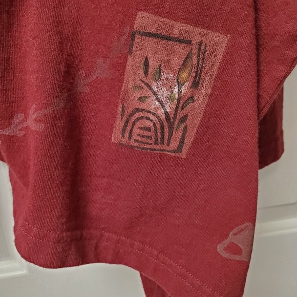 BLUE FISH Red Lagenlook Tunic - Rare Asymmetrical / Hand Printed - Picture 11 of 13